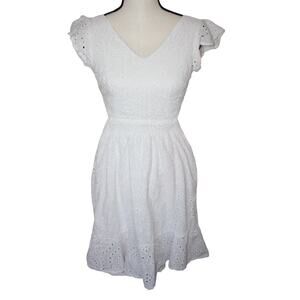 Jessica Simpson Dresses Women's XS White A-Line eyelet Open Back Knot tie